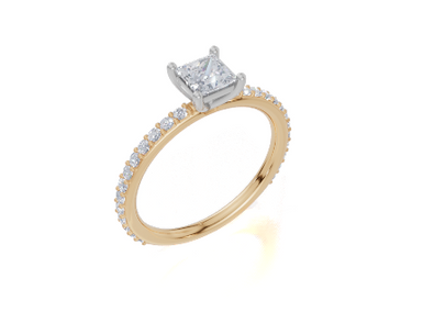 18ct Yellow Gold Princess Cut 0.82 Carat tw of Lab-Grown Diamond Ring
