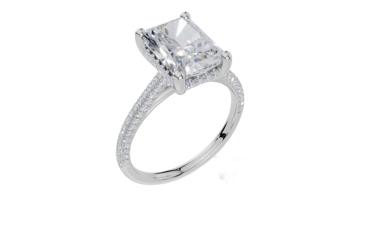 18ct White Gold Radiant Cut 3.42 Carat tw of Lab-Grown Diamond Ring