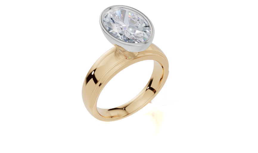 18ct Yellow Gold Oval Cut 3.00 Carat of Lab-Grown Diamond Ring