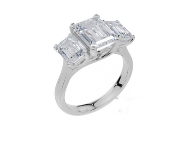 18ct White Gold Emerald Cut 3.50 Carat tw of Lab-Grown Diamond Ring