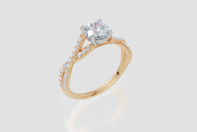 18ct Yellow Gold Round Cut 1.05 Carat tw of Lab-Grown Diamond Ring
