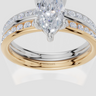 18ct Yellow Gold Marquise Cut 1.07 Carat tw of Lab-Grown Diamond Ring and 18ct White Gold 0.35 Carat tw of Lab-Grown  Diamond Band
