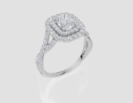 18ct White Gold Radiant Cut 1.81 Carat tw of Lab-Grown Diamond Ring