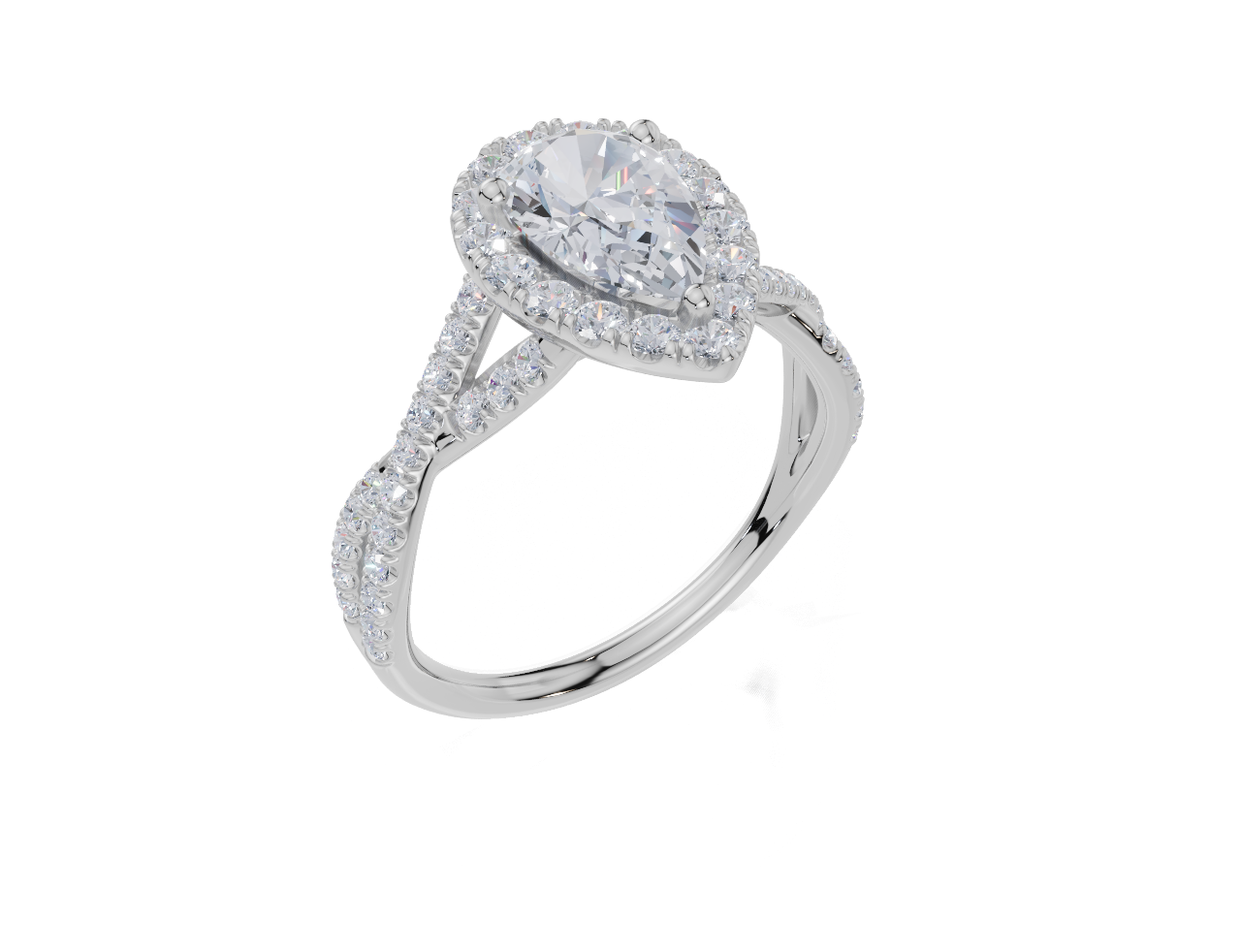 18ct White Gold Pear Cut 1.61 Carat tw of Lab-Grown Diamond Ring