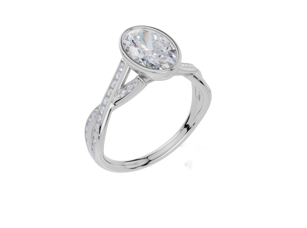 18ct White Gold Oval Cut 1.74 Carat tw of Lab-Grown Diamond Ring