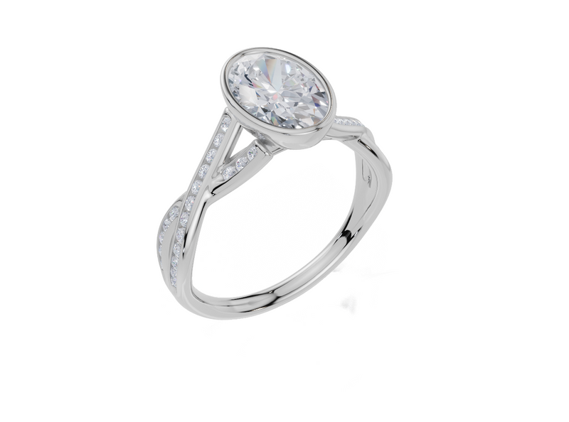 18ct White Gold Oval Cut 1.74 Carat tw of Lab-Grown Diamond Ring