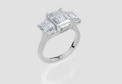 18ct White Gold Emerald Cut 3.50 Carat tw of Lab-Grown Diamond Ring