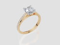 18ct Yellow Gold Round Cut 1.32 Carat tw of Lab-Grown Diamond Ring