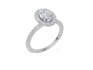 18ct White Gold Oval Cut 1.56 Carat tw of  Diamond Ring