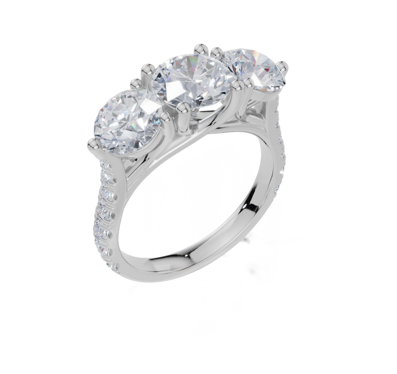 18ct White Gold Round Cut 2.94 Carat tw of Lab-Grown Diamond Ring