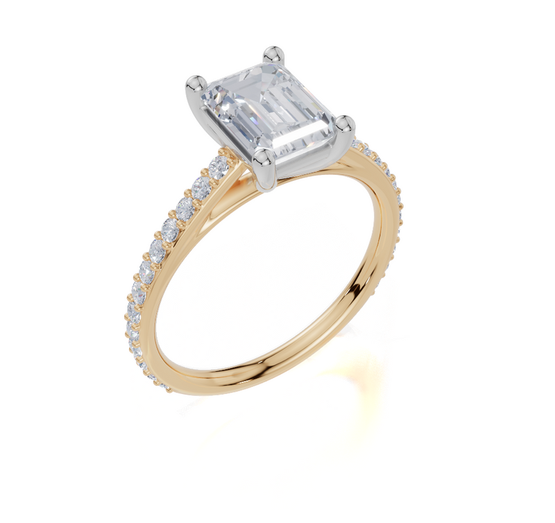 18ct Yellow Gold Emerald Cut 1.82 Carat tw of  Diamond Ring