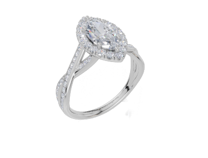 18ct White Gold Marquise Cut 1.51 Carat tw of Lab-Grown Diamond Ring