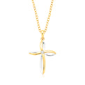 18ct Two Tone Gold 0.03 CARAT tw Diamond Set Cross Pendant