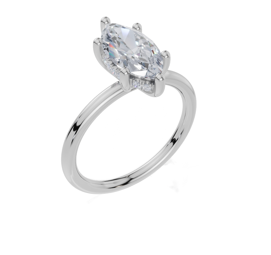 18ct White Gold Marquise Cut 1.58 Carat tw of Lab-Grown Diamond Ring