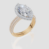 18ct Yellow Gold Marquise Cut 2.65 Carat tw of Lab-Grown Diamond Ring and 18ct Yellow Gold 0.80 Carat tw of Lab-Grown  Diamond Band