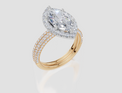 18ct Yellow Gold Marquise Cut 2.65 Carat tw of Lab-Grown Diamond Ring and 18ct Yellow Gold 0.80 Carat tw of Lab-Grown  Diamond Band