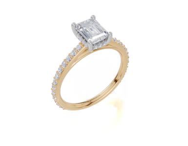 18ct Yellow Gold Emerald Cut 1.38 Carat tw of Lab-Grown Diamond Ring