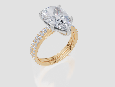 18ct Yellow Gold Pear Cut 4.33 Carat tw of Lab-Grown Diamond Ring and 18ct Yellow Gold 0.36 Carat tw of Lab-Grown  Diamond Band