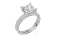 18ct White Gold Princess Cut 2.41 Carat tw of Lab-Grown Diamond Ring and 18ct White Gold 0.36 Carat tw of Lab-Grown  Diamond Band