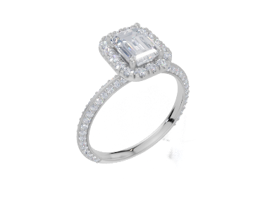 18ct White Gold Emerald Cut 1.58 Carat tw of  Diamond Ring