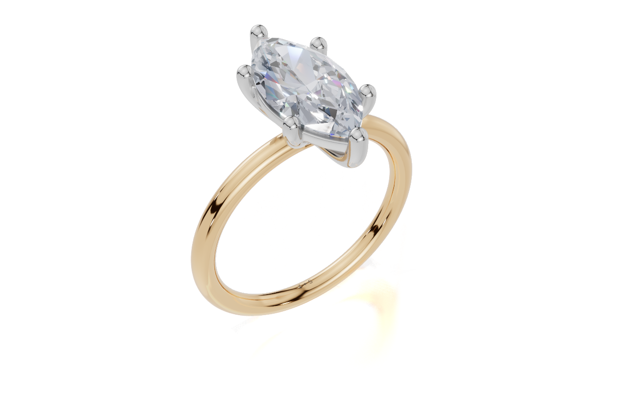 18ct Yellow Gold Marquise Cut 2.00 Carat of Lab-Grown Diamond Ring