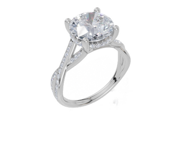 18ct White Gold Round Cut 3.34 Carat tw of  Diamond Ring