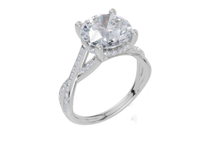 18ct White Gold Round Cut 3.34 Carat tw of  Diamond Ring