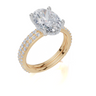 18ct Yellow Gold Oval Cut 3.42 Carat tw of Lab-Grown Diamond Ring and 18ct Yellow Gold 0.38 Carat tw of Lab-Grown  Diamond Band