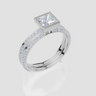 18ct White Gold Princess Cut 1.09 Carat tw of Lab-Grown Diamond Ring and 18ct White Gold 0.36 Carat tw of Lab-Grown  Diamond Band
