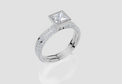 18ct White Gold Princess Cut 1.09 Carat tw of Lab-Grown Diamond Ring and 18ct White Gold 0.36 Carat tw of Lab-Grown  Diamond Band