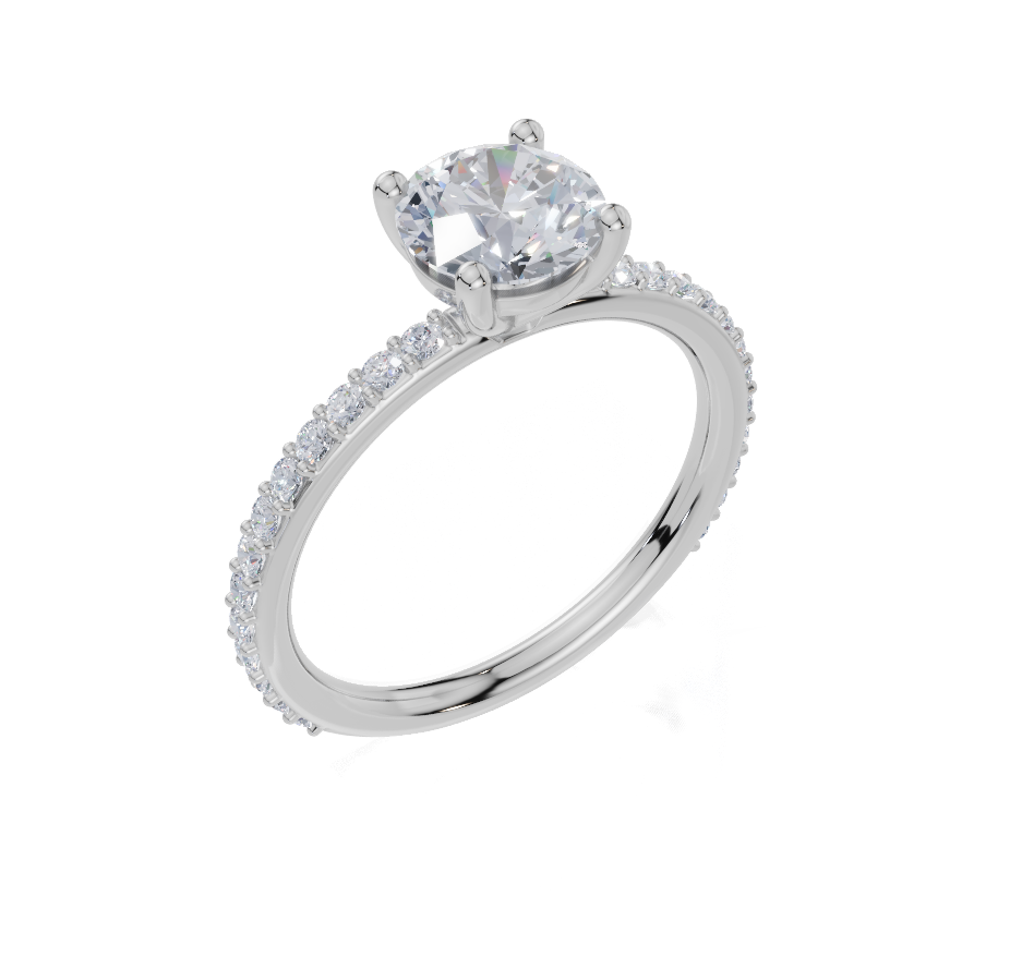 18ct White Gold Round Cut 1.32 Carat tw of Lab-Grown Diamond Ring