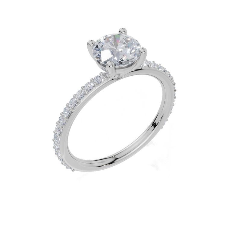 18ct White Gold Round Cut 1.32 Carat tw of Lab-Grown Diamond Ring