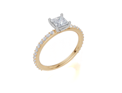 18ct Yellow Gold Princess Cut 0.82 Carat tw of  Diamond Ring