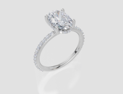 18ct White Gold Oval Cut 2.42 Carat tw of Lab-Grown Diamond Ring