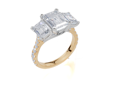 18ct Yellow Gold Emerald Cut 3.94 Carat tw of Lab-Grown Diamond Ring