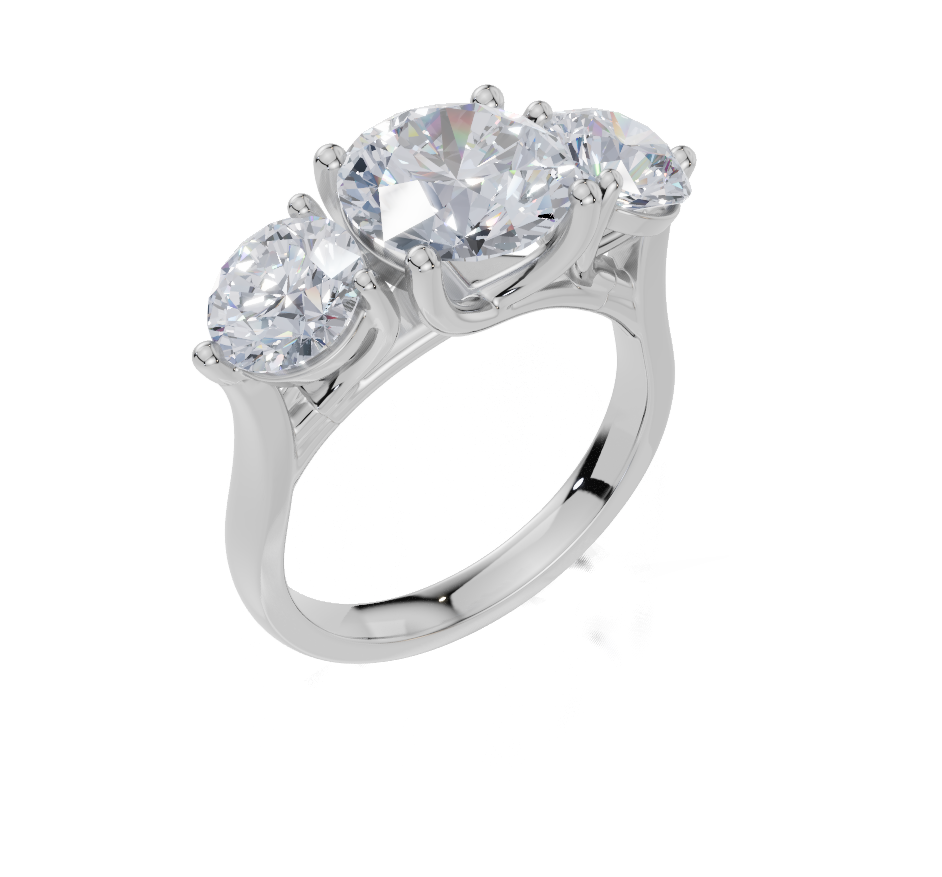 18ct Yellow Gold Round Cut 3.50 Carat tw of Lab-Grown Diamond Ring