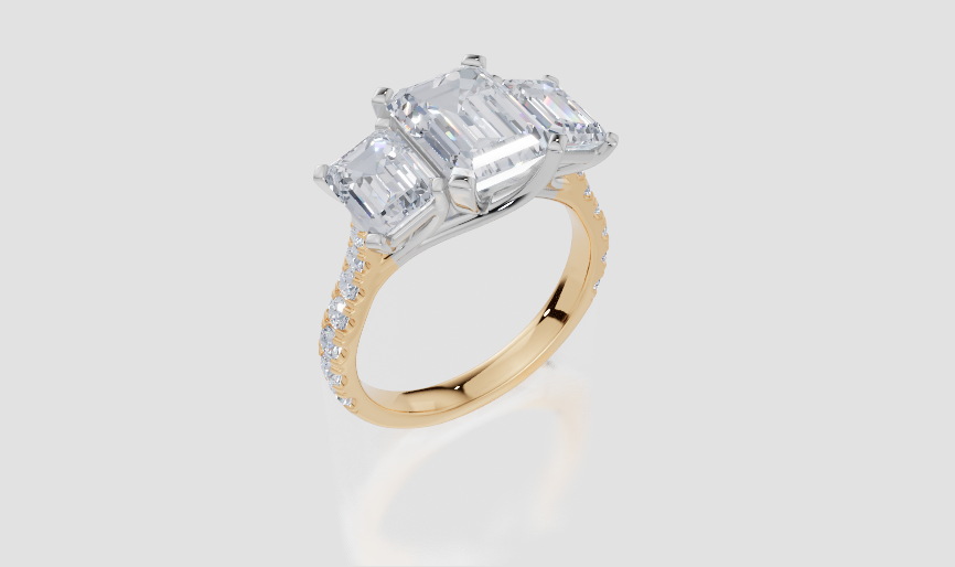 18ct White Gold Emerald Cut 3.94 Carat tw of Lab-Grown Diamond Ring