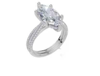18ct White Gold Marquise Cut 3.43 Carat tw of Lab-Grown Diamond Ring and 18ct White Gold 0.75 Carat tw of Lab-Grown  Diamond Band