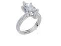 18ct White Gold Marquise Cut 3.43 Carat tw of Lab-Grown Diamond Ring and 18ct White Gold 0.75 Carat tw of Lab-Grown  Diamond Band