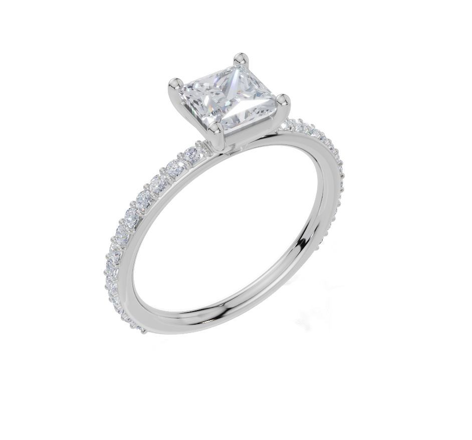 18ct White Gold Princess Cut 1.32 Carat tw of Lab-Grown Diamond Ring