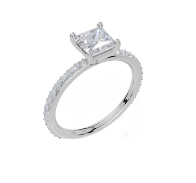 18ct White Gold Princess Cut 1.32 Carat tw of Lab-Grown Diamond Ring