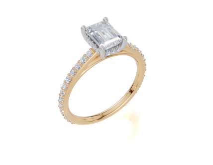 18ct Yellow Gold Emerald Cut 1.38 Carat tw of Lab-Grown Diamond Ring