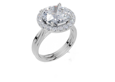 18ct White Gold Round Cut 4.33 Carat tw of  Diamond Ring and 18ct White Gold  Band