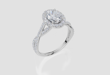 18ct White Gold Oval Cut 1.54 Carat tw of  Diamond Ring
