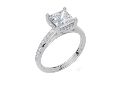 18ct White Gold Princess Cut 1.91 Carat tw of  Diamond Ring