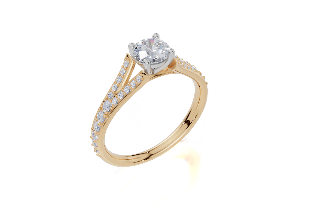 18ct Yellow Gold Round Cut 0.83 Carat tw of  Diamond Ring