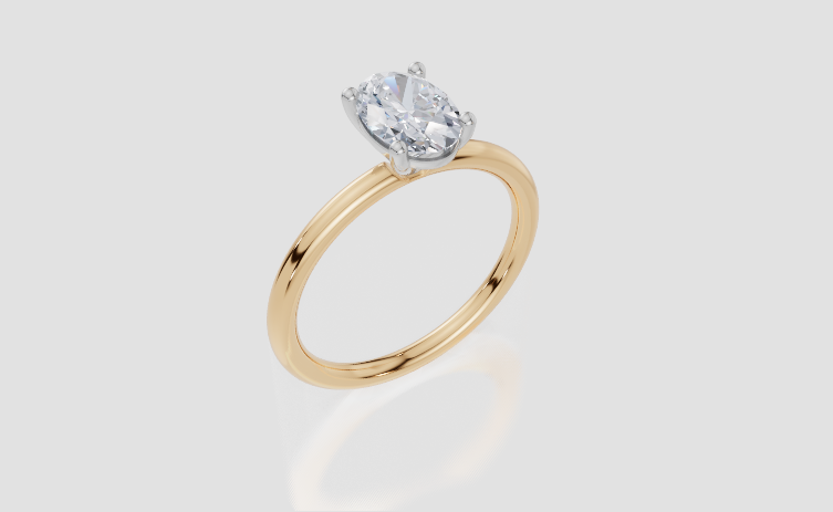 18ct Yellow Gold Oval Cut 1.00 Carat of Lab-Grown Diamond Ring