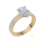 18ct Yellow Gold Pear Cut 1.32 Carat tw of Lab-Grown Diamond Ring and 18ct Yellow Gold 0.38 Carat tw of Lab-Grown  Diamond Band