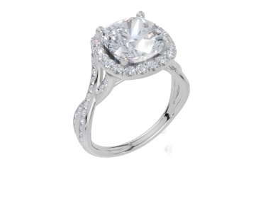 18ct White Gold Cushion Cut 3.49 Carat tw of  Diamond Ring