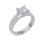 18ct White Gold Princess Cut 1.39 Carat tw of Lab-Grown Diamond Ring and 18ct White Gold 0.30 Carat tw of Lab-Grown  Diamond Band